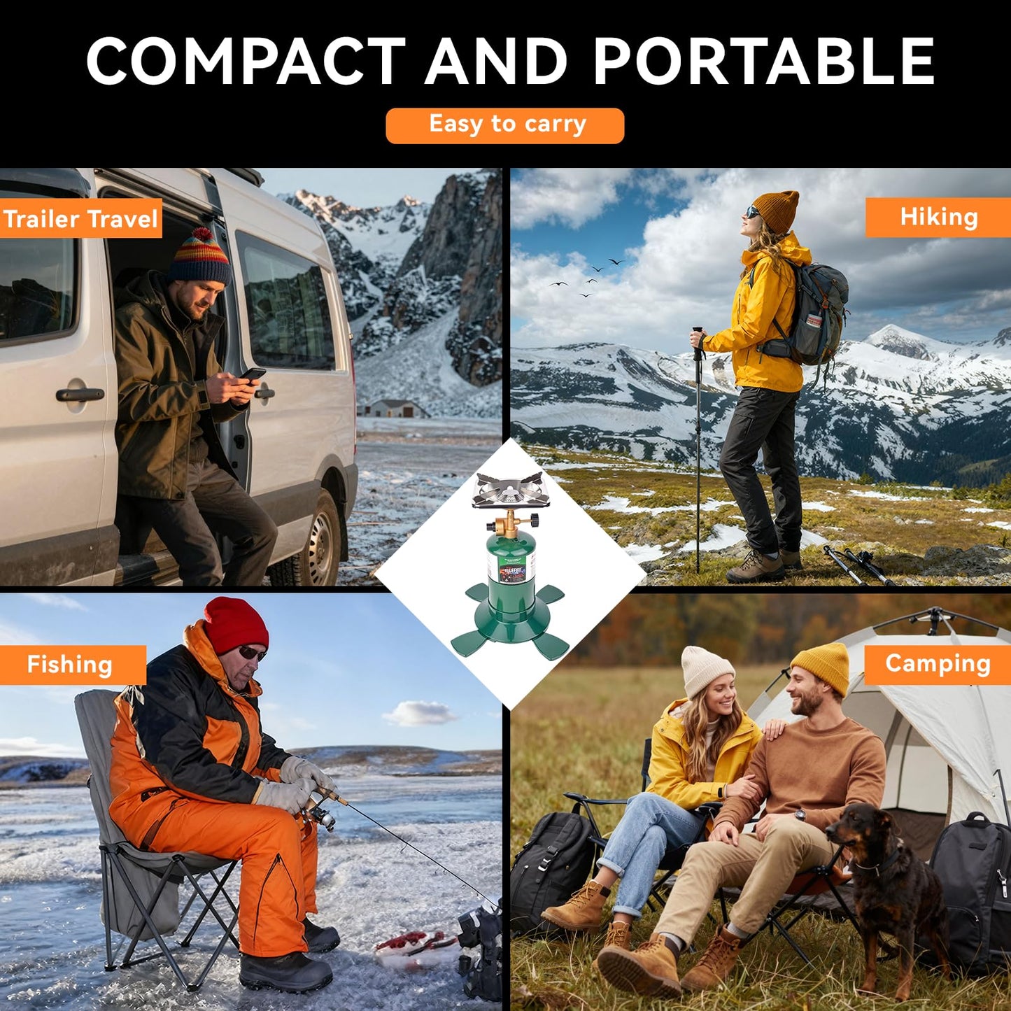 KOMAN Camping Propane Stove,Portable Camping Stove, Backpacking Stove Propane Camping Stove,10000BTU Single Burner Propane Stove for Outdoor Cooking,Fuel by 16 Oz Propane Cylinder (Fuel not Included)
