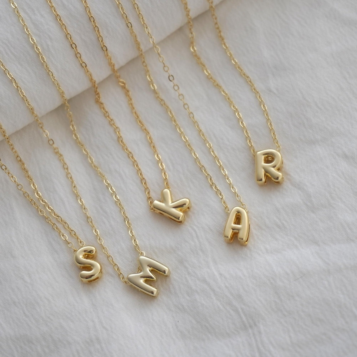 CUEZIY 14K Gold Plated Bubble Letter Necklace Initial Necklaces for Women Dainty Personalized Charm Pendant Name Necklace Cute Non Tarnish Fashion Accessories Teen Gift Trendy Stuff Jewelry Gifts