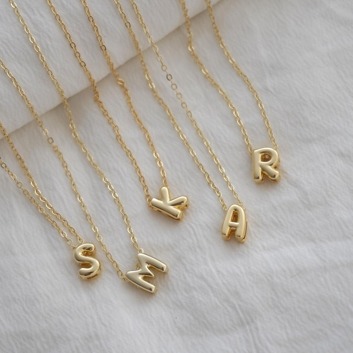 CUEZIY 14K Gold Plated Bubble Letter Necklace Initial Necklaces for Women Dainty Personalized Charm Pendant Name Necklace Cute Non Tarnish Fashion Accessories Teen Gift Trendy Stuff Jewelry Gifts
