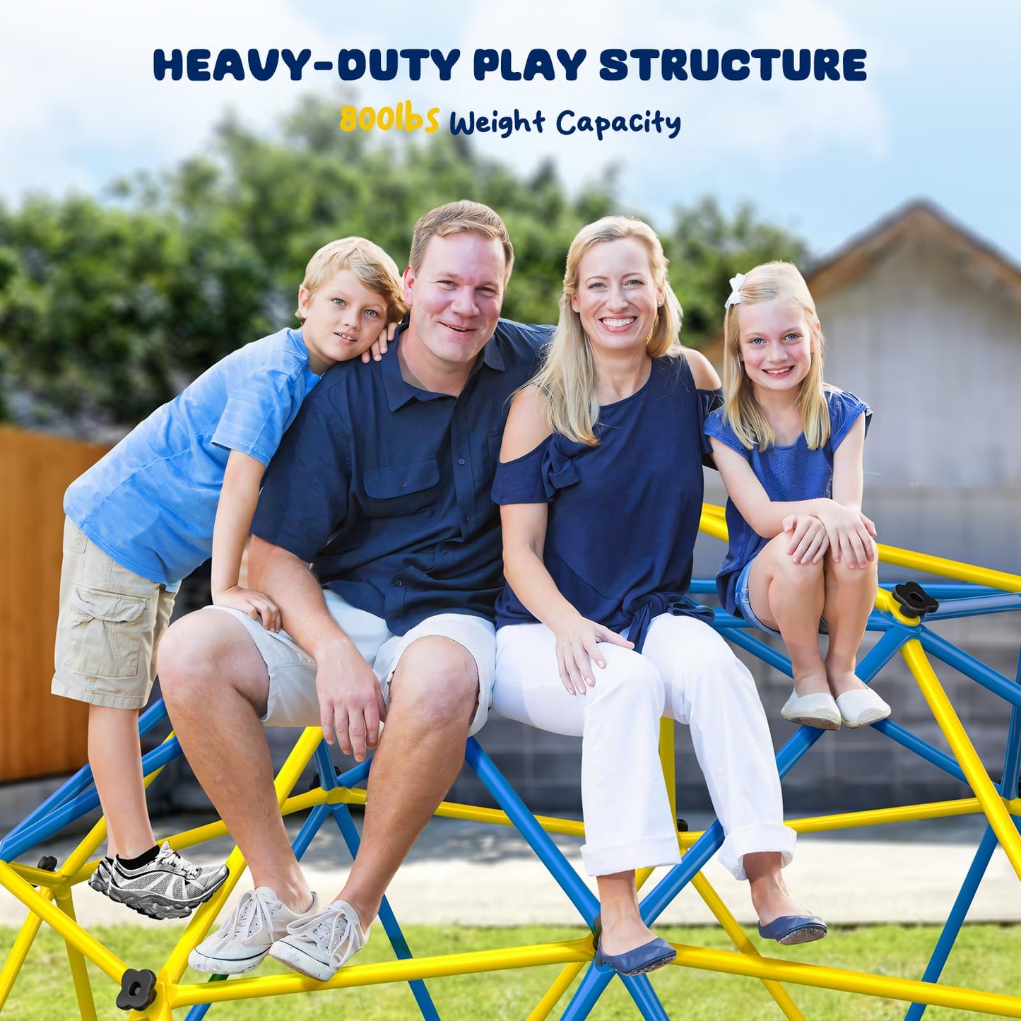 Hapfan Jungle Gym, 10ft Climbing Dome with Hammock and Swing, Outdoor Play Equipment with Monkey Bars for Kids 3-12, Supports 800LBS Backyard Climbing Toys