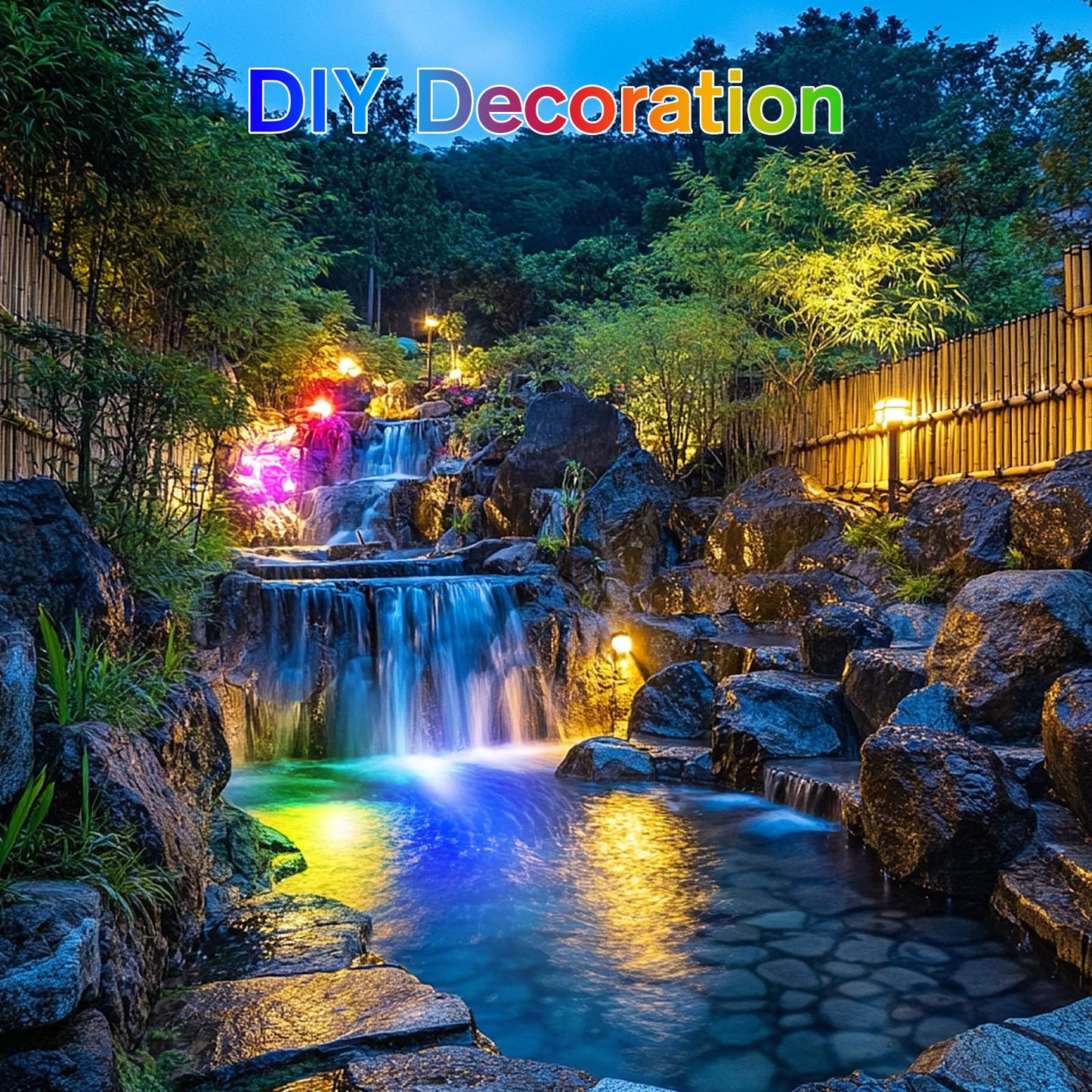 POPOSOAP RGB Underwater Pond Lights with Timer, 20 Colors Dimmable Submersible Led Fountain Lights with IP68 Waterproof, Support Remote Control for Outdoor Ponds Aquarium Garden Pool (4 Set)
