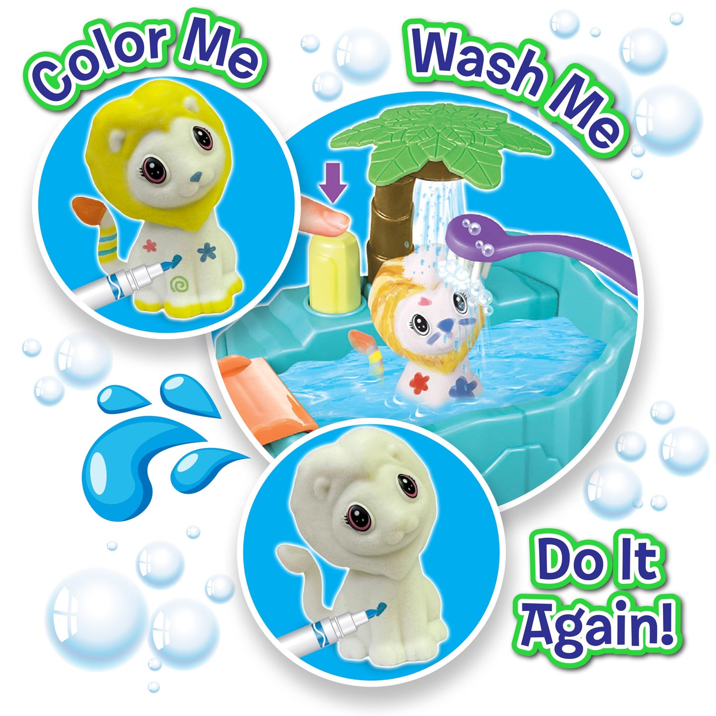 Small World Creative Jungle Bath Fun – Kids Pet Washable Recolor Bath Toy Set – Color, Wash & Play Jungle Animals Bath Time Toy – Creative DIY Toddler Arts & Crafts, Gifts for Girls & Boys, Ages 3+