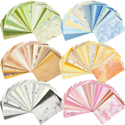 300 Pcs Scrapbook Paper Kit - 6 Pack Textured&Printed Decoupage Paper Assorted Set Colorful Special Mixed For Scrapbooking Supplies Junk Journaling Bullet Cards Making Craft Collage 4.13X2.44 Inch