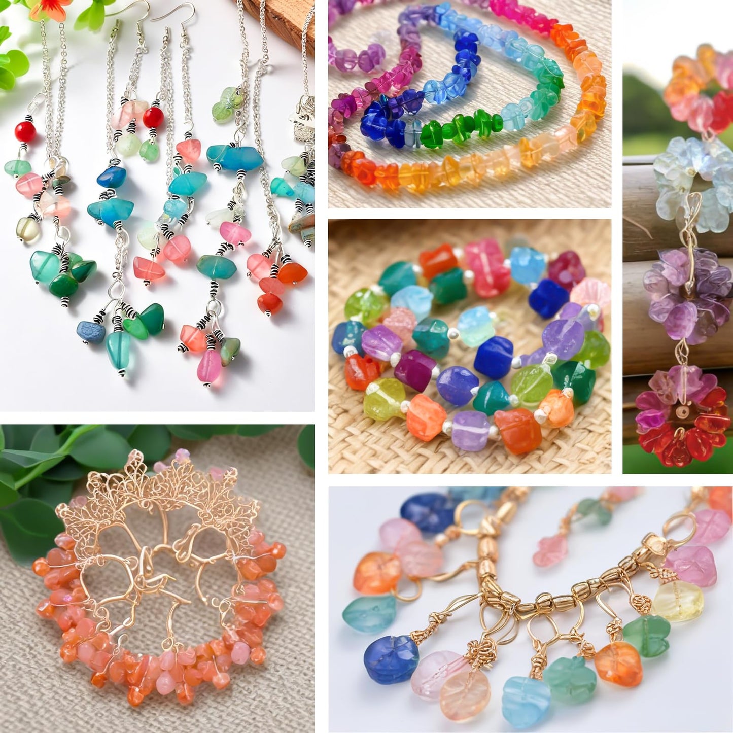 1000pcs Multicolor Natural Chips Stone Beads for Jewelry Making Supplies,Irregular Gemstones Beads Healing Crystal for Women Crafts,Loose Rocks Bead Hole Drilled DIY for Bracelet Jewelry (5-8mm)