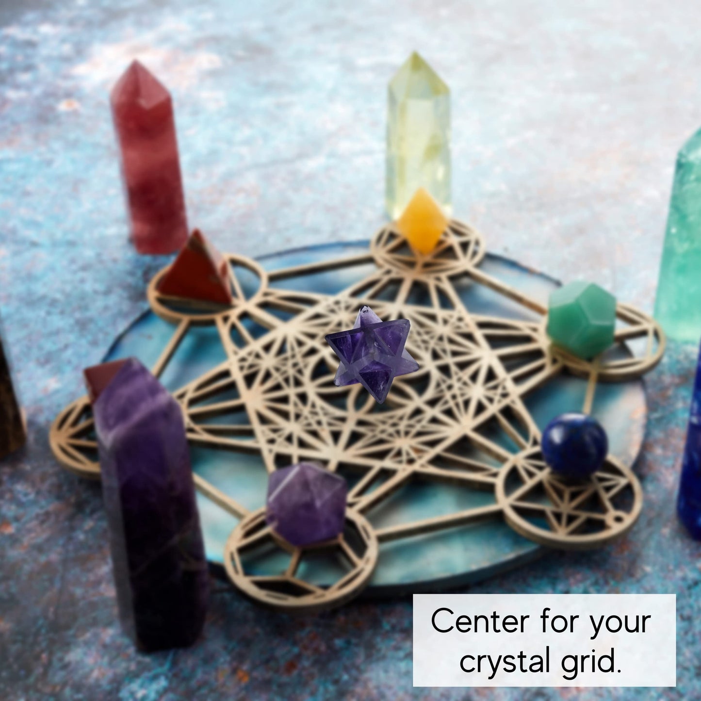Amazing Gemstone Amethyst Merkaba Crystal - 0.75 Inches Metaphysical Merkaba Star for Meditation - Energetic Tetrahedron Crystal and Healing Stones for Spiritual Growth and Healing (15-20mm)