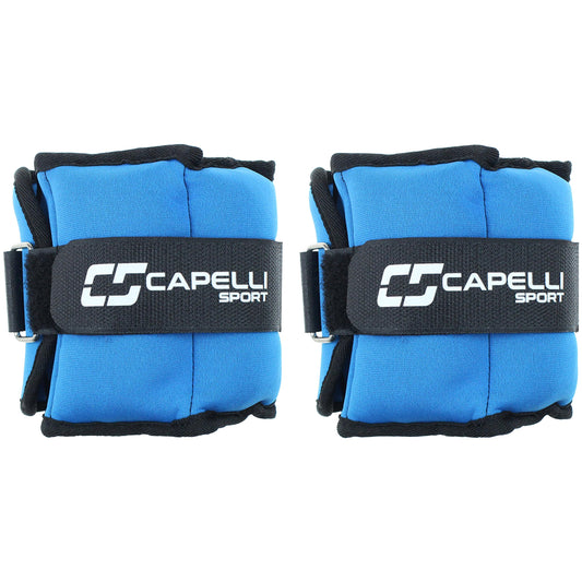 Capelli Sport Ankle and Wrist Weights, Leg and Arm Weights with Adjustable Straps, Blue, 4 lbs, Set of 2