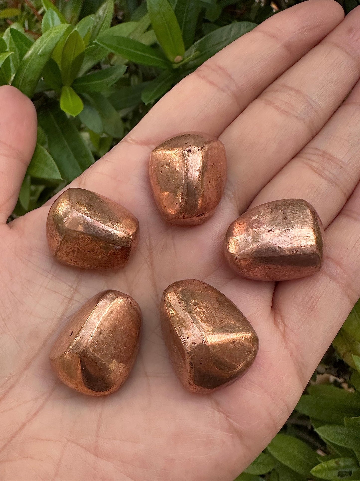 GAF TREASURES 5 Pcs Copper Tumbled Stones, Polished Natural Copper Gemstone, Copper Healing Crystals (Copper)