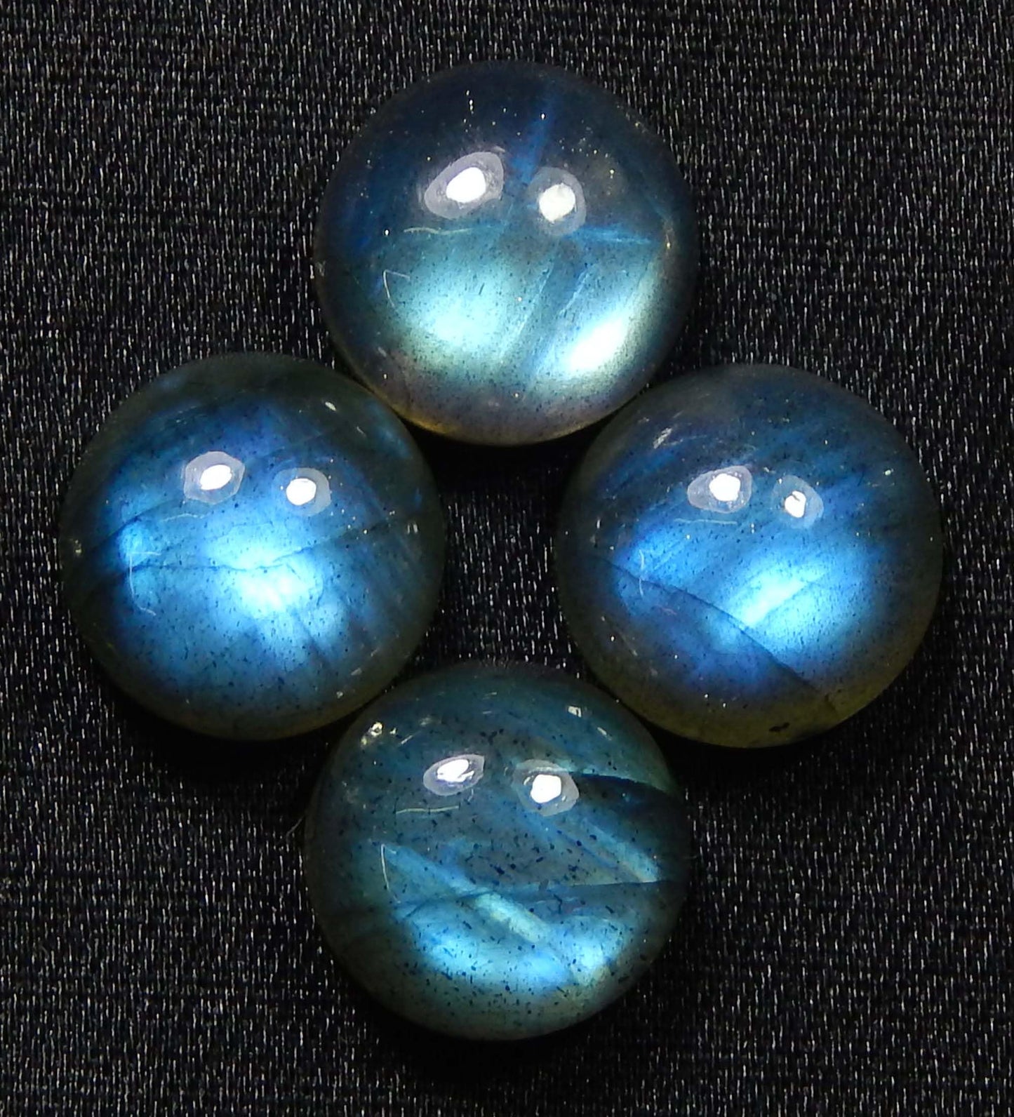 Myhealingworld 11 MM Round Blue Fire AAA Quality Natural Labradorite Calibrated Cabochon Loose Gemstone For Jewelry Making Loose Gemstone 4 pcs Box