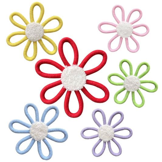 6 PCS Boho Nursery Decor Daisy Flower Woven Macrame Wall Hanging 3 Size for Home Nursery Bedroom Farmhouse Bathroom Decorations Housewarming Gifts