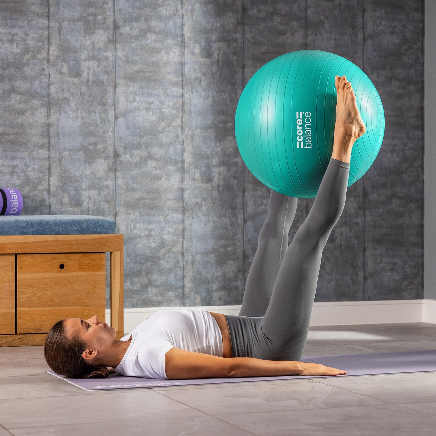 Core Balance Exercise Ball for Workouts, Anti-Burst and Slip Resistant, Swiss Yoga Ball for Pregnancy, Stability, Fitness and Physical Therapy, 4 Sizes, with Pump (22" / 55cm Teal)