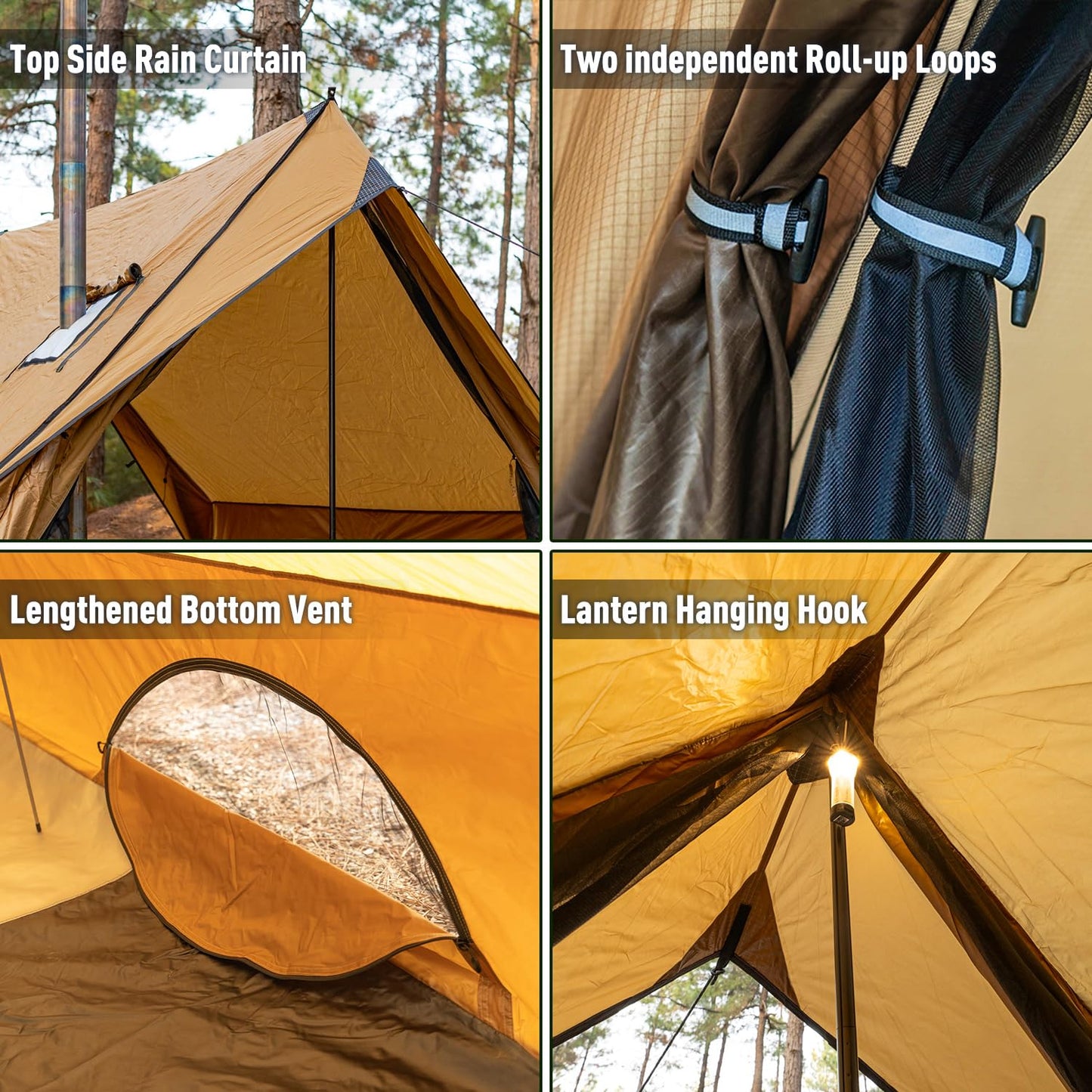 POMOLY Camping Hot Tent Cabin Tent, Chalet 70 Pro Portable Wall Tents with Stove Jack and Two Poles for 2-3 Person Hiking, Backpacking (M)