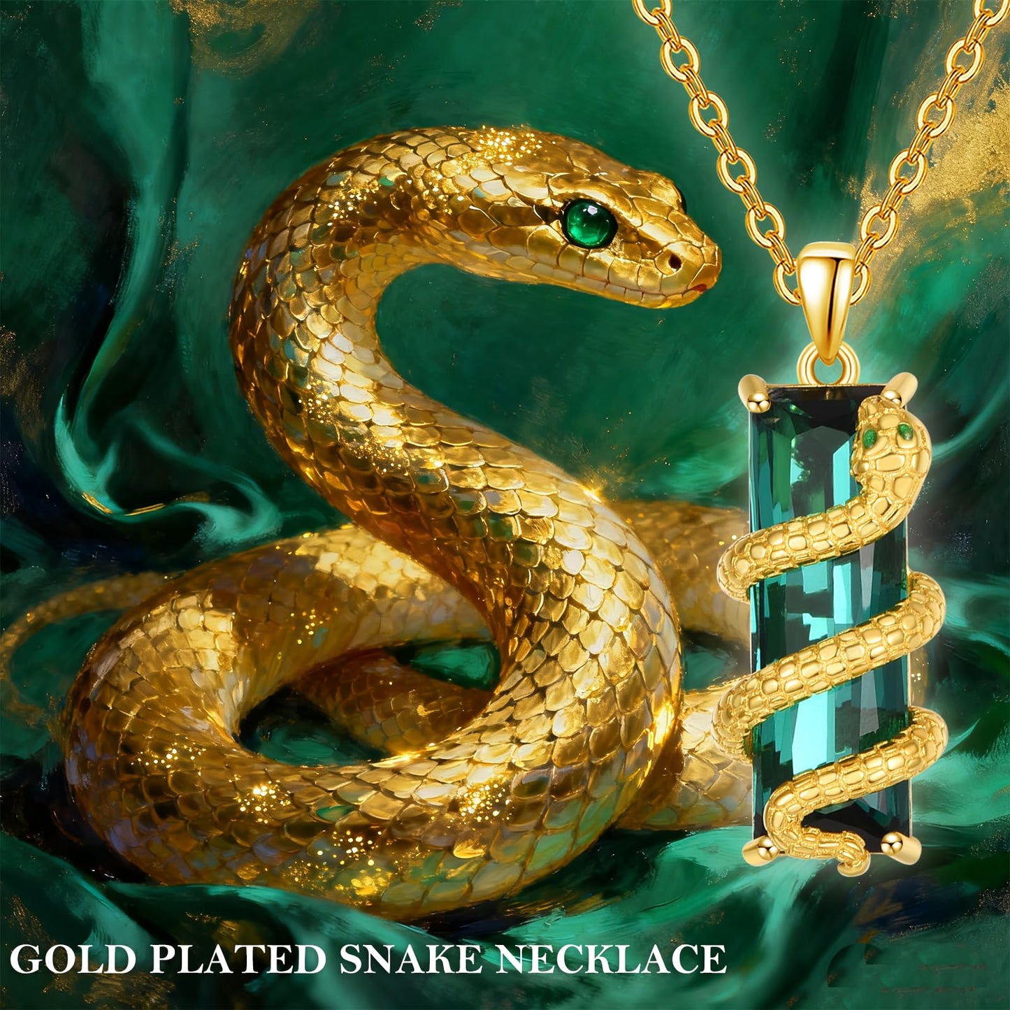 AENEAS Snake Necklace for Women Gold Plated Sterling Silver Green Crystal Jewelry Gifts for Women Wife Her Christmas