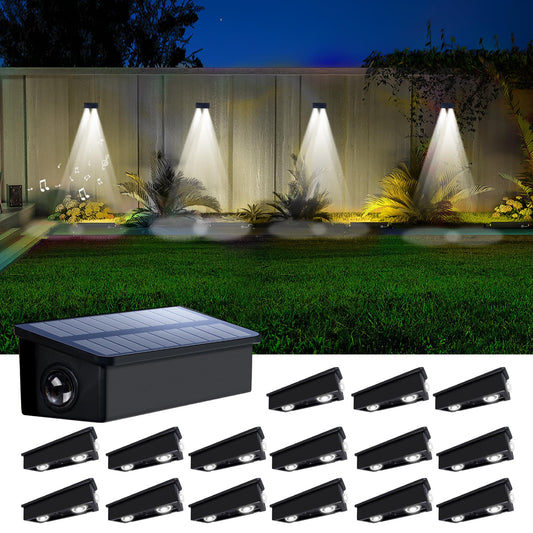 Solar Fence Lights Outdoor Waterproof LED Spot Lens for Step, Wall, Deck, Patio, Yard, Rail, Garage, Pool, Stair, Walkway, Garden Landscaping Enhanced Security Easy Install Cool White 16 pack