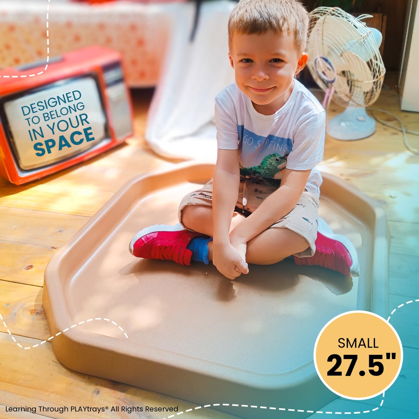 Learning Through PLAYtrays Tuff Tray 27.5” Small [Sand Brown] – Sensory Play Tray for Kids, Toddler Sensory Bin for Sand & Water Play, Montessori Activities, Reggio Classroom & Home Use