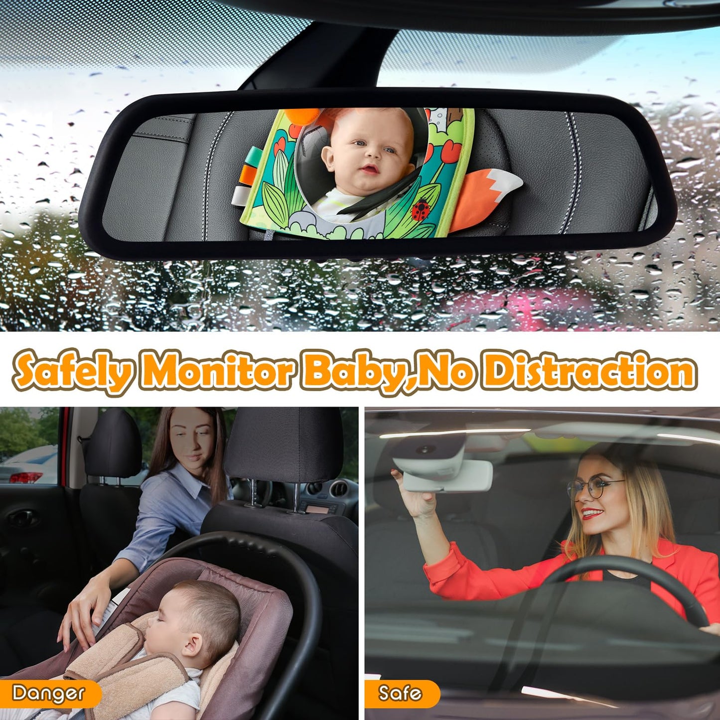 Lynncare Car Seat Toy, Baby Car Mirror Toy for Rear Facing, Travel Baby Activity Center with Hanging Engaging Toys for Infants Babies 0-6-12-18 Months Boy Girl
