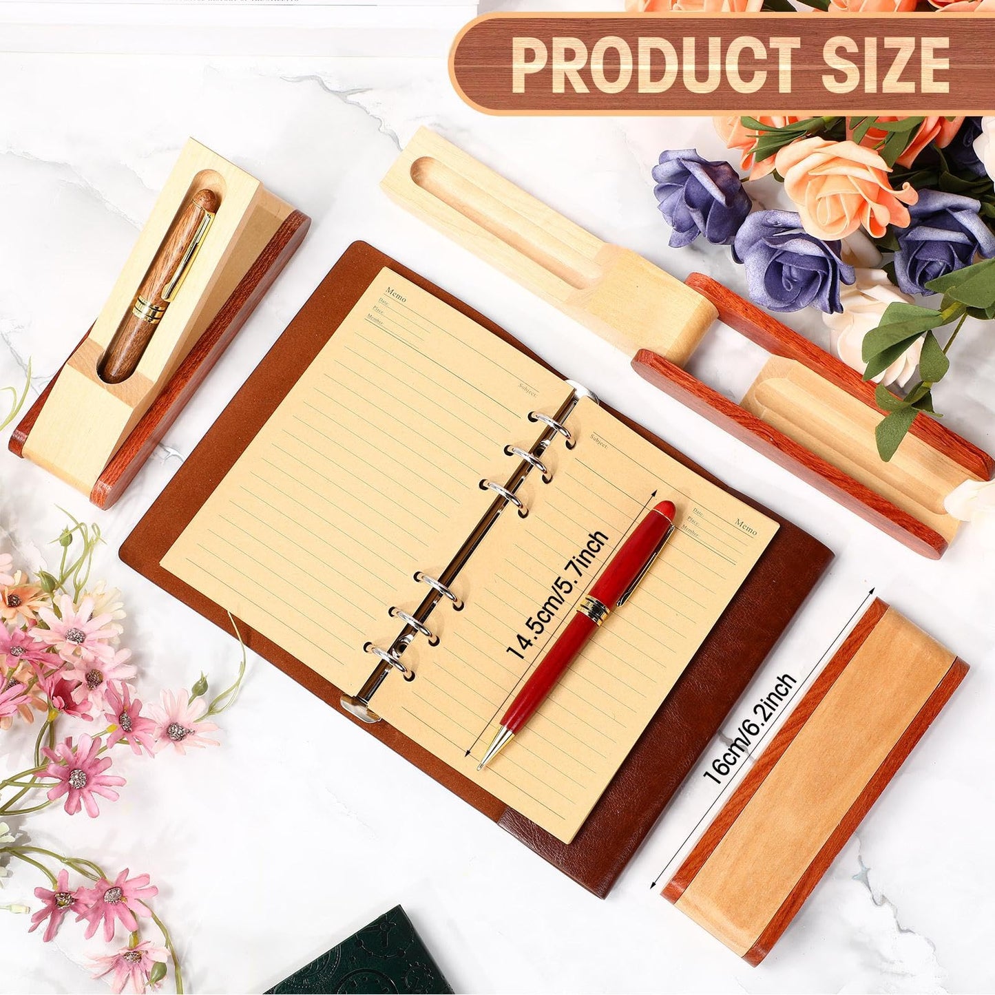 Zhanmai 3 Pack Wooden Ballpoint Pen Gift Set Handmade Writing Pens for Journaling with 3 Pen Gift Box Display Case Appreciation Thank You Gifts for Men Women Christmas Gift Employee Office Supplies