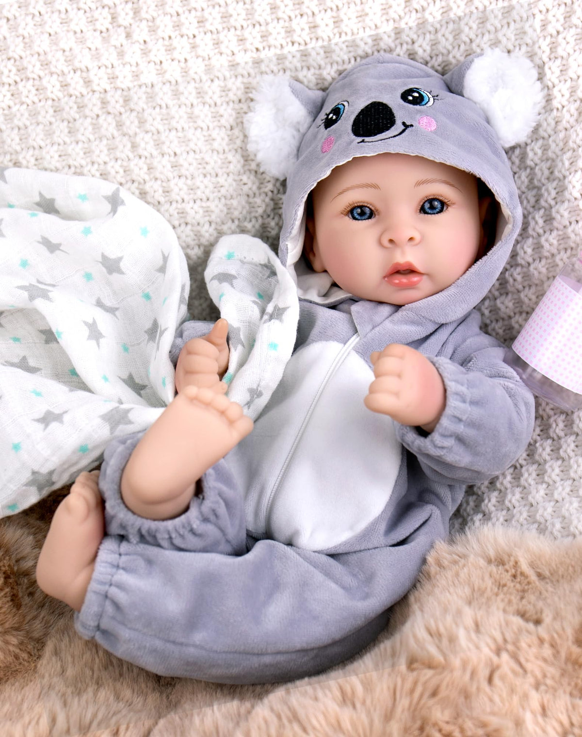 Aori Boy Baby Dolls 17 inches, Real Life Baby Boy Doll with Feeding Kit Included, Life Like Baby Dolls that Look Real, Newborn Baby Boy for Kids, Birthday, Pretend Play
