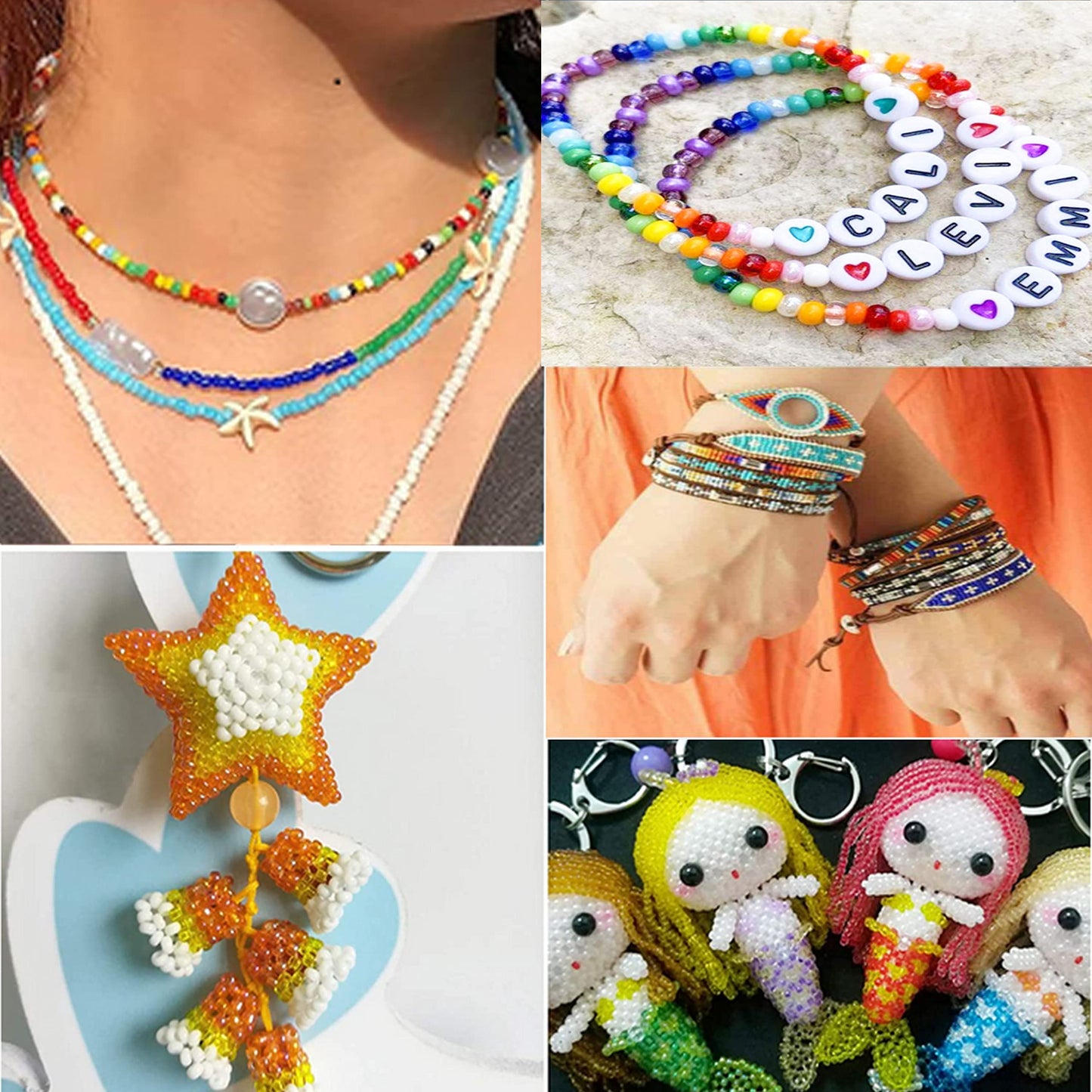 YITOHOP 8800+pcs 4mm 12/0 48 Colors Glass Seed Beads, Charms Bracelet Jewelry Making Beads Kit Gifts for Teen Girls Crafts for Girls Ages 8-12 Holiday Gifts