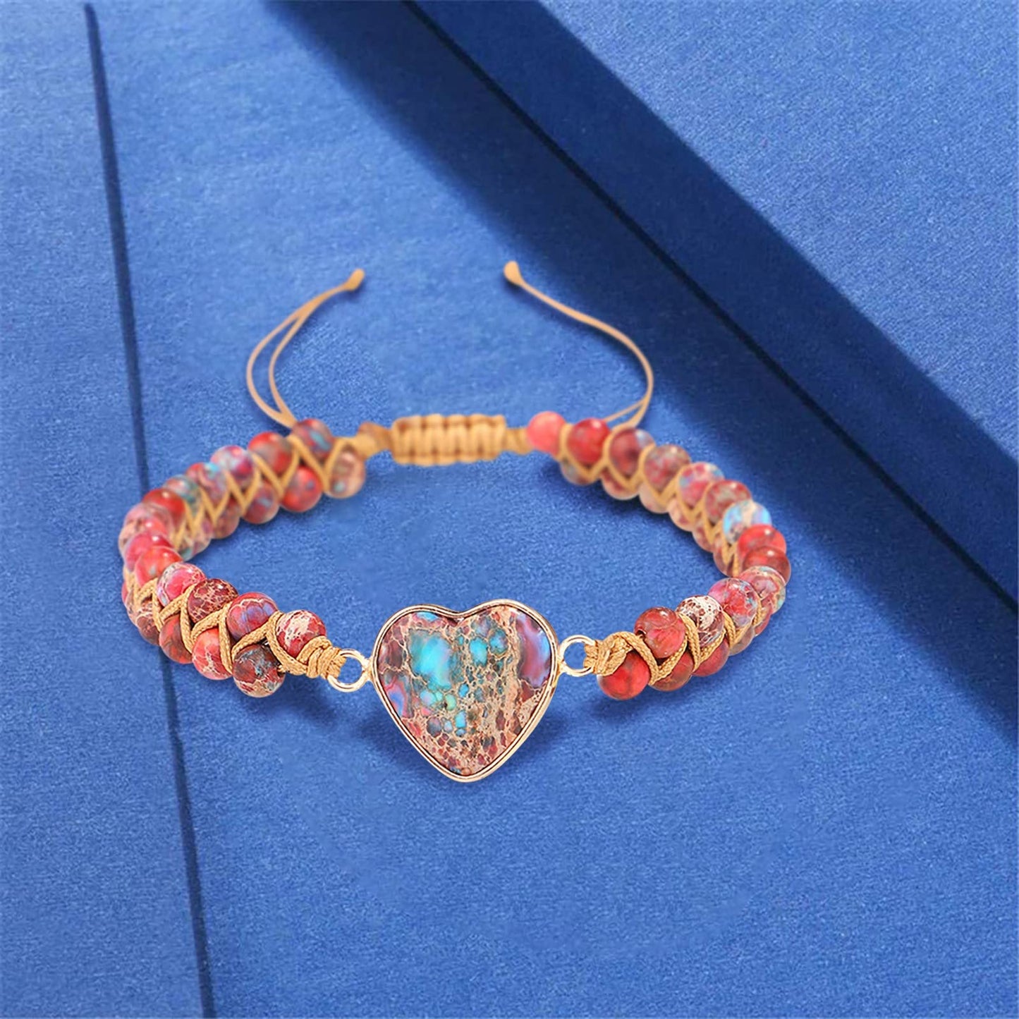 Healing Stone Bracelet Beads Yoga Bracelet Turquoise Natutal Stone Chakra Crystal Energy Heart Charm Bracelet Handmade