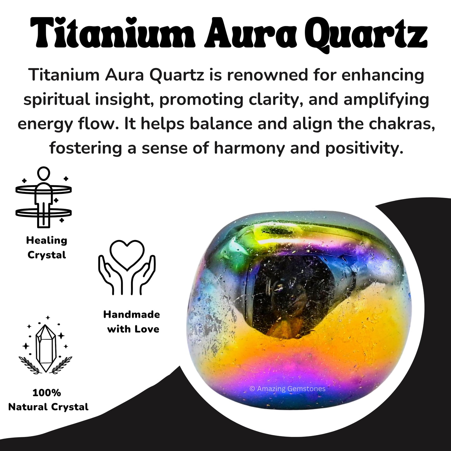 Amazing Gemstone Titanium Aura Quartz Crystals and Healing Stones Tumbled - 1 Oz Titanium Aura Quartz Stone, Healing Stones for Energy Balance, Stress Relief - Polished Gems Rocks