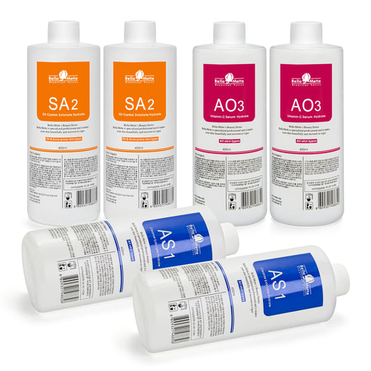 Elitzia 2 Set of Aqua Peeling Solution Facial Dermabrasion Machine Aqua Peel Serum Skin Care AS1 SA2 AO3 for Face Cleansing & Moisturizing 400ml/14.1Fl.oz (Set of 3 Bottles) ETYYS123