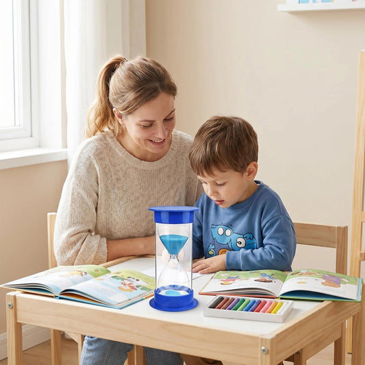 JIEHET Hourglass Sand Timer 5 Minutes, Dual Protection Hour Glass with Sand, Sand Timer for Kids Safety, Sand Clock Watch Management Assistant, Creative Gift, Living Room Office Decorative (Blue)