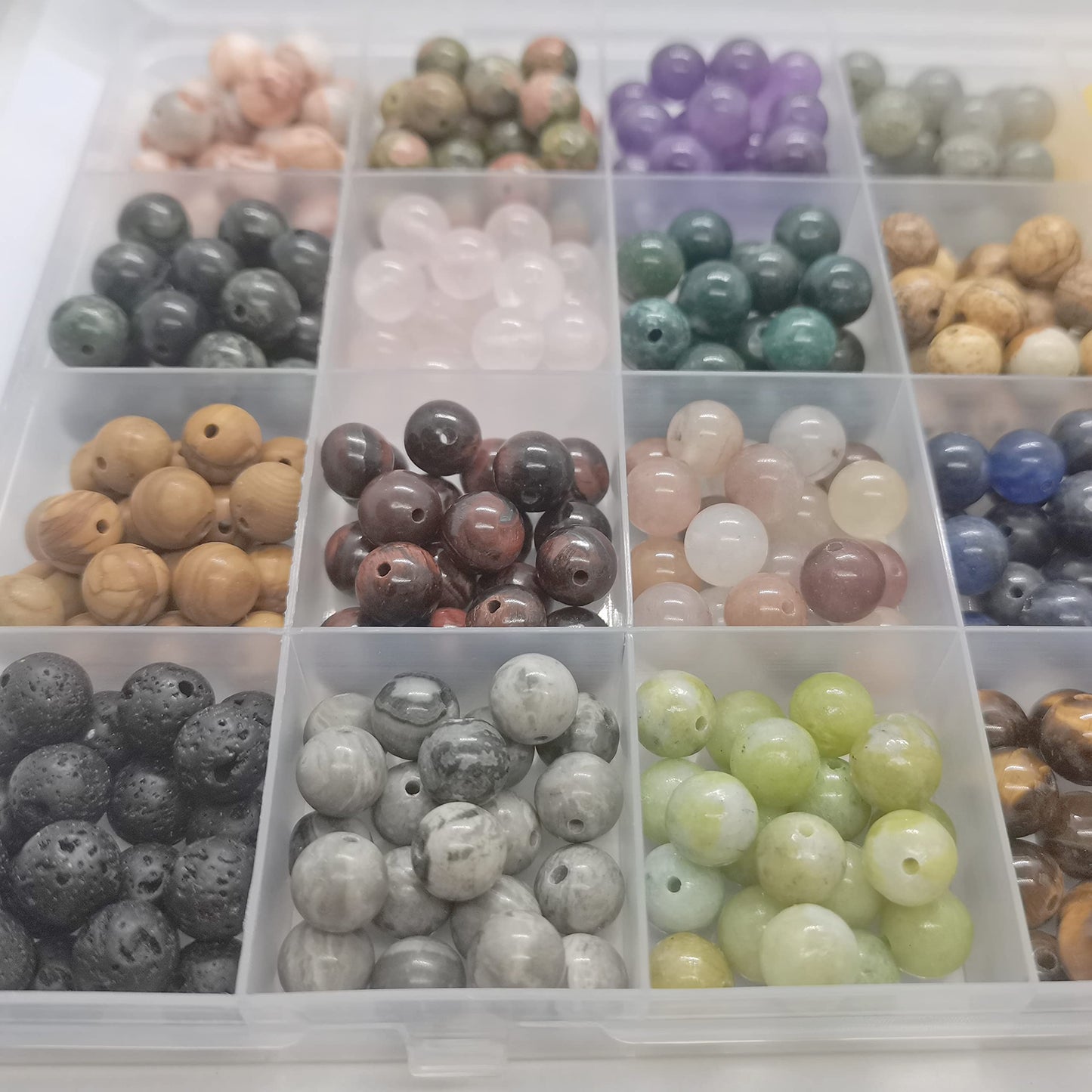 GorgGorho 480pcs Natural Round Stone Beads Genuine Real Stones Beading Loose Gemstone DIY for Bracelet Necklace Earrings Jewelry Making (8mm-24 Color S2, 8mm)
