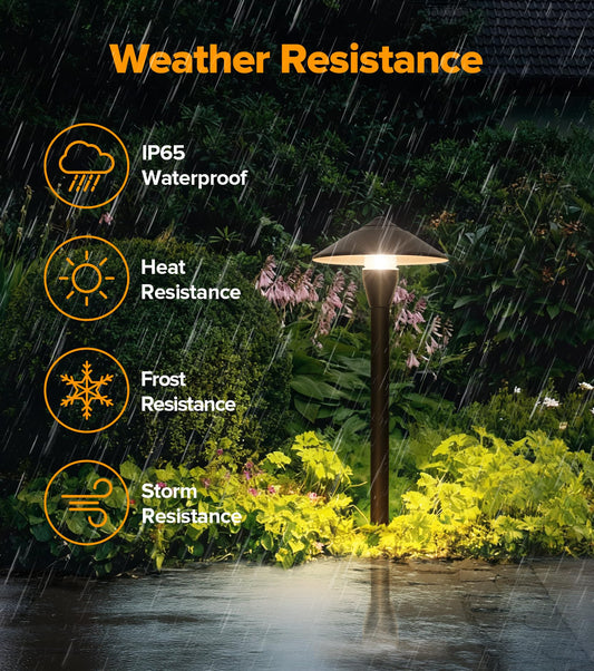 LUTEC 12V Low Voltage Pathway Lights, Die-cast Aluminum Pathway Lights with Connectors，IP65 Waterproof Outdoor Landscape Lighting, 3W 240LM Warm White 3000K for Path, Yard, Garden, 8 Pack