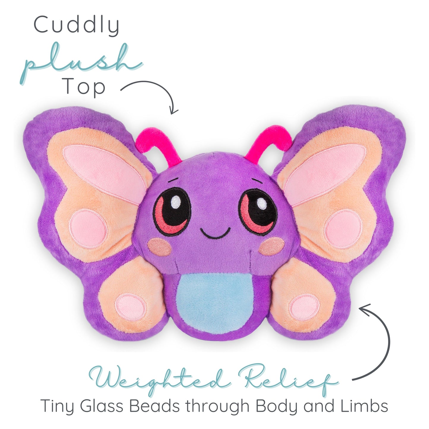 Bella Butterfly - Microwavable & Weighted Plush Stuffed Animal - Heated Plushie for Warmth - Cute, Soft, Cozy Toy for Adults & Children (Boys, Girls, & Toddlers) by Warm Pals