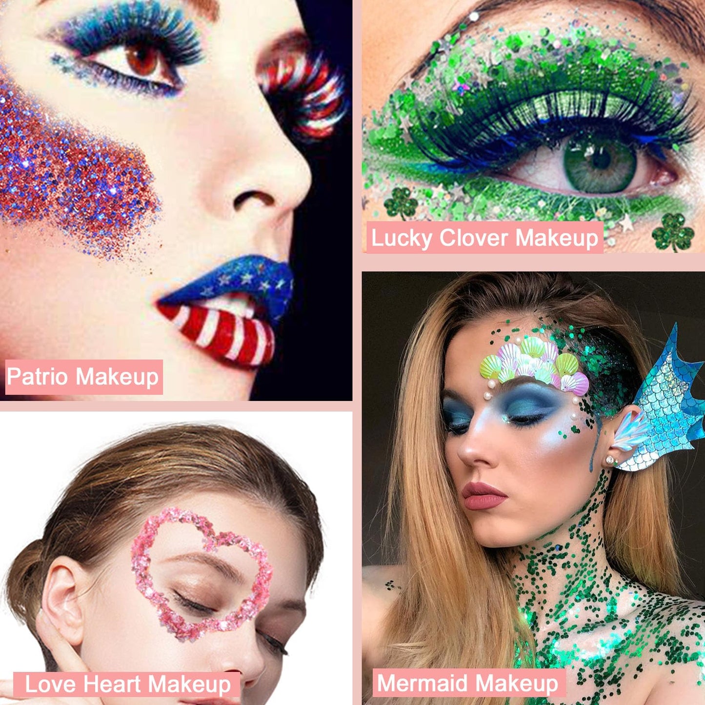 Boko 50ML Body Glitter Gel, Iridescent Mermaid Chunky Glitter Gel for Face Hair Body Snow Flake Makeup, Face Glitter Sequins for Halloween Christmas Concert Party Rave Accessories - Colorful Ice