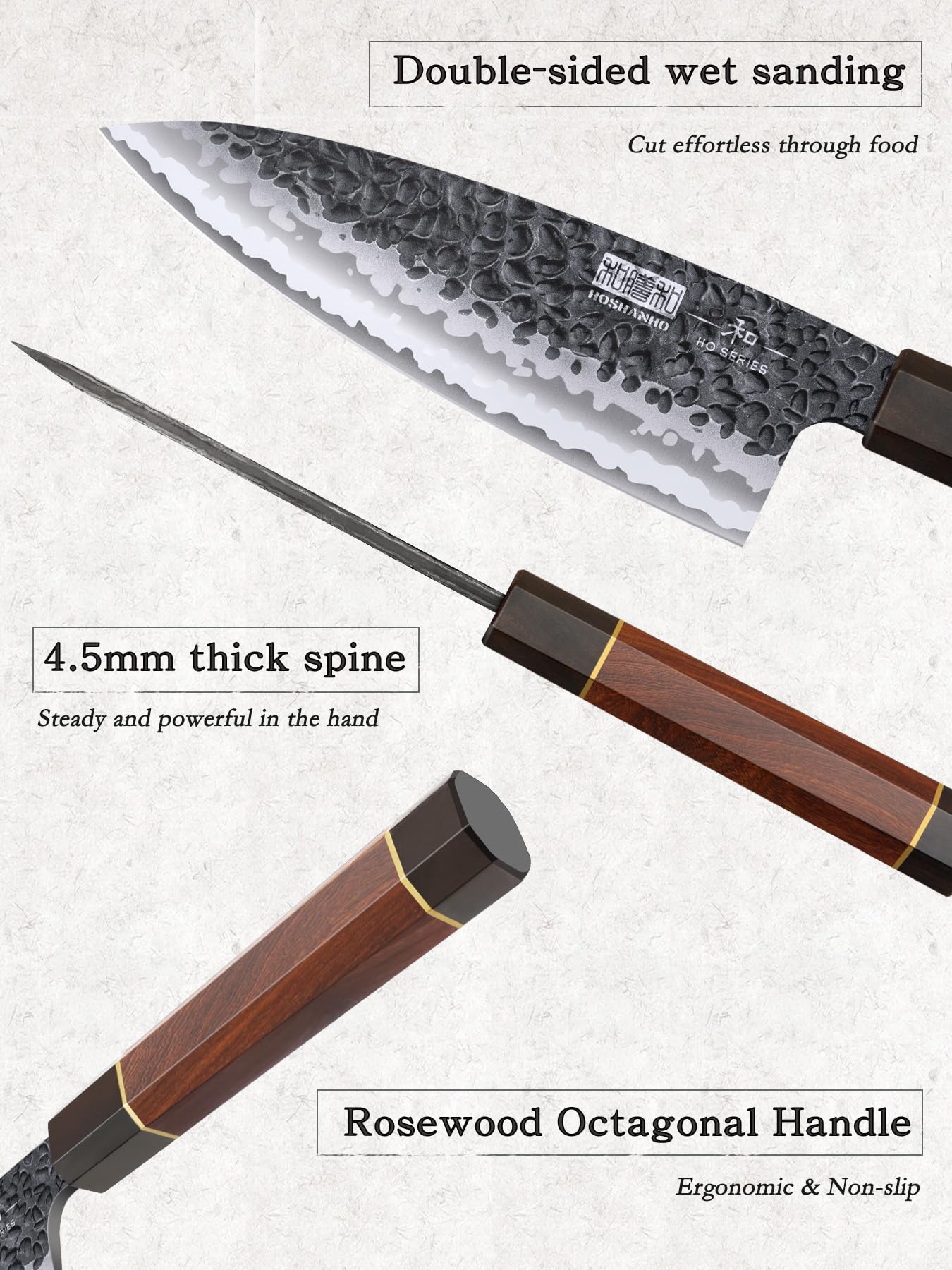 HOSHANHO Chef's Santoku Knife 7 Inch, Professional Japanese VG-10 Super Steel Chef Knife & 8 Inch Japanese Gyuto Chef Knife, 7 Layers High Carbon Steel VG-10 Kitchen Knife & 6 Inch Deba Knife