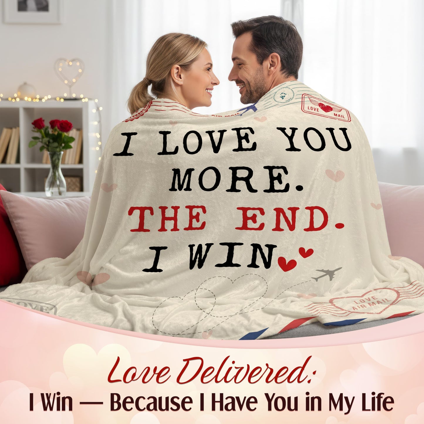 WRAPIX Anniversary Couple Gifts for Men Women - I Love You More Soft Fleece Throw Blanket 50x60 in - Mothers Day Birthday Wedding Gifts for Wife Her Girlfriend, Romantic Gift for Him Boyfriend Husband