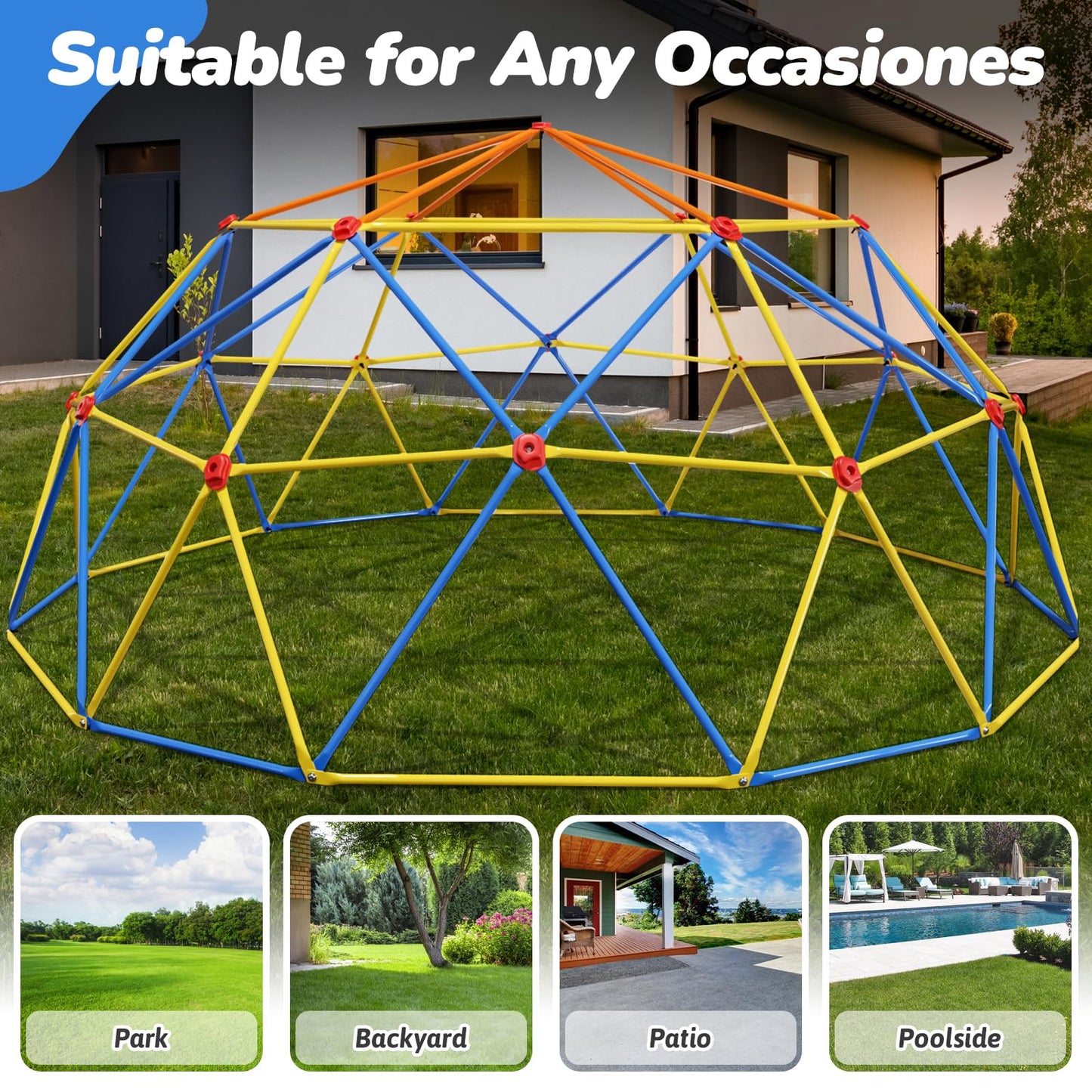 Baotree 10FT Climbing Dome, Outdoor Jungle Gym for Kids- Supports 1000LBS-Anti-Rust Metal Outdoor Play Structure ASTM Approved, Easy Assembly