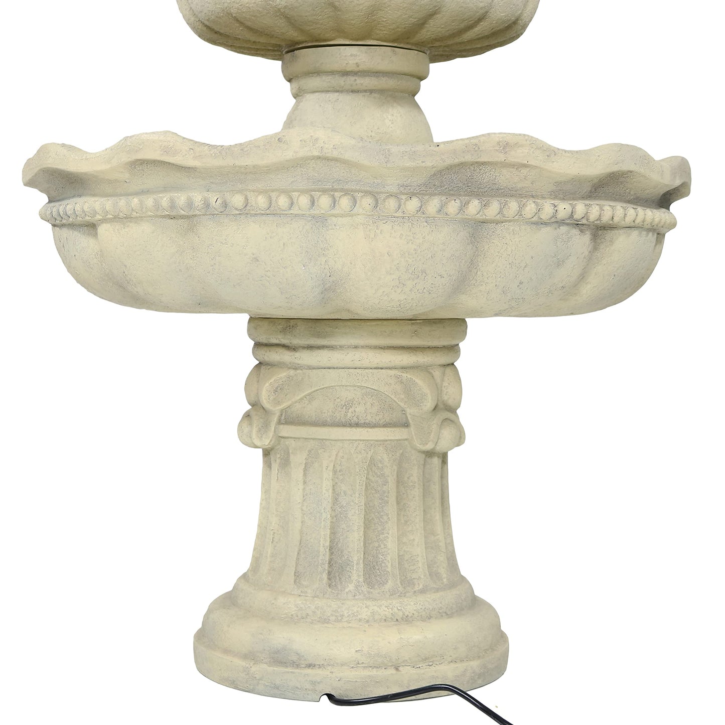 Sunnydaze 51-Inch Electric Water Fountain - Outdoor Water Feature - 3-Tier Outdoor Fountain with Pineapple Top - White