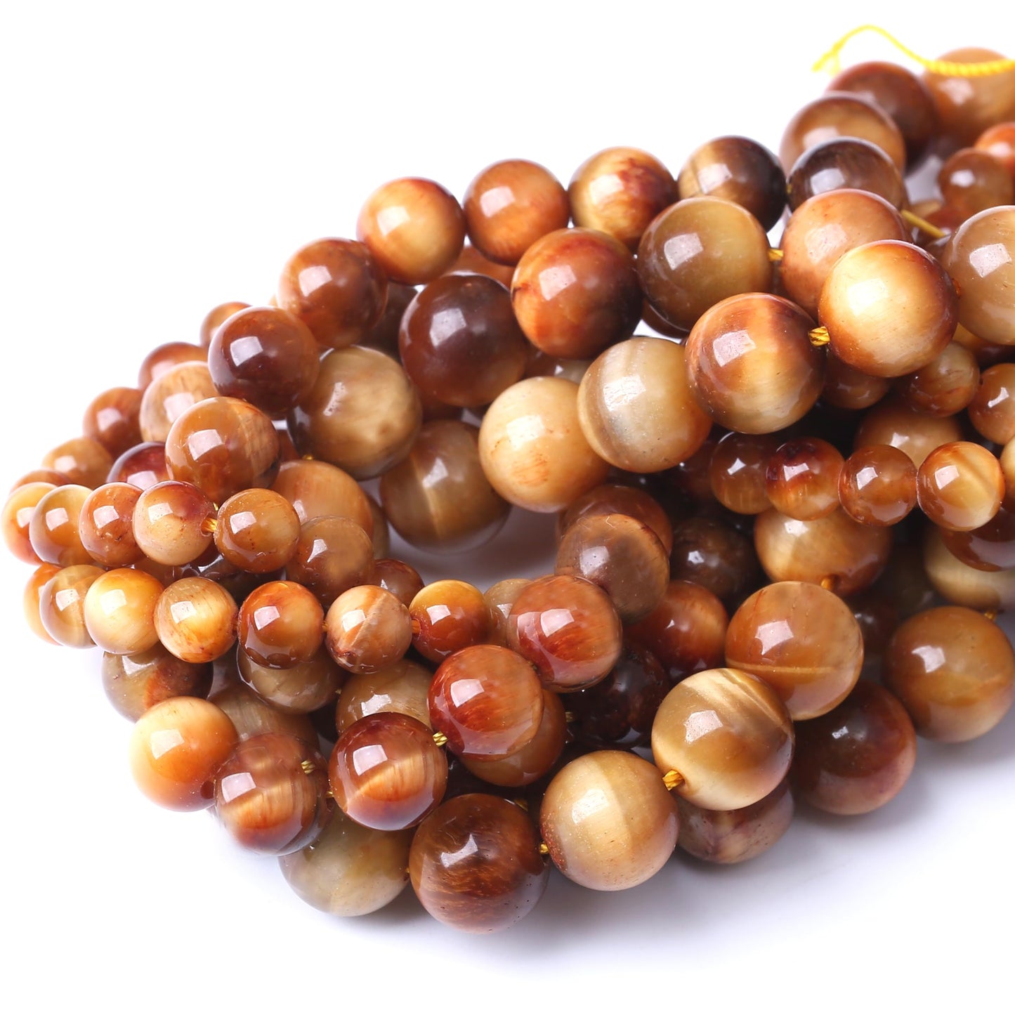Natural Orange Tiger Eye Beads Gemstone Round Crystal Energy Jade Stone Beads for Jewelry Making DIY Bracelet Necklace 1 Strand 15.5inch 35PCS 10MM