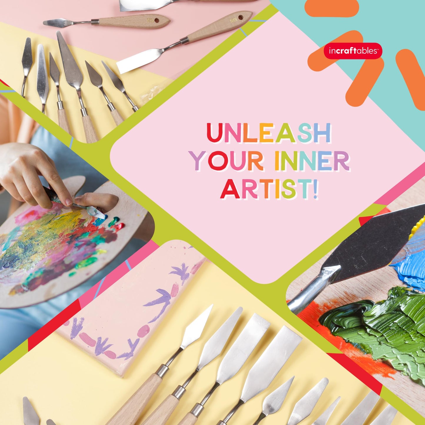 Incraftables 11 Piece Palette Knife Set – Stainless Steel Painting Knives for Acrylic, Oil & Cake Decorating – Assorted Pallet Spatula Knives with Ergonomic Handles