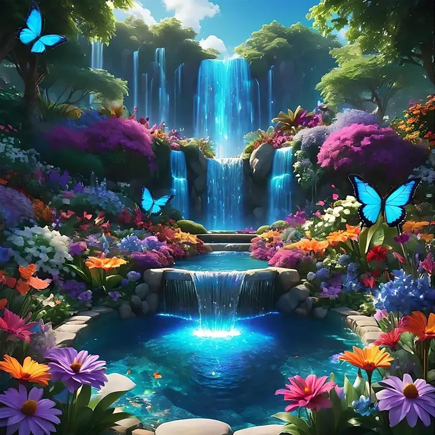 Paint by Numbers Kit for Adults Beginner, Landscape Scenery Adult Paint by Number Kits on Canvas, DIY Waterfall Acrylic Oil Easy Painting by Numbers for Home Wall Decor 16X16 inch (Without Frame)