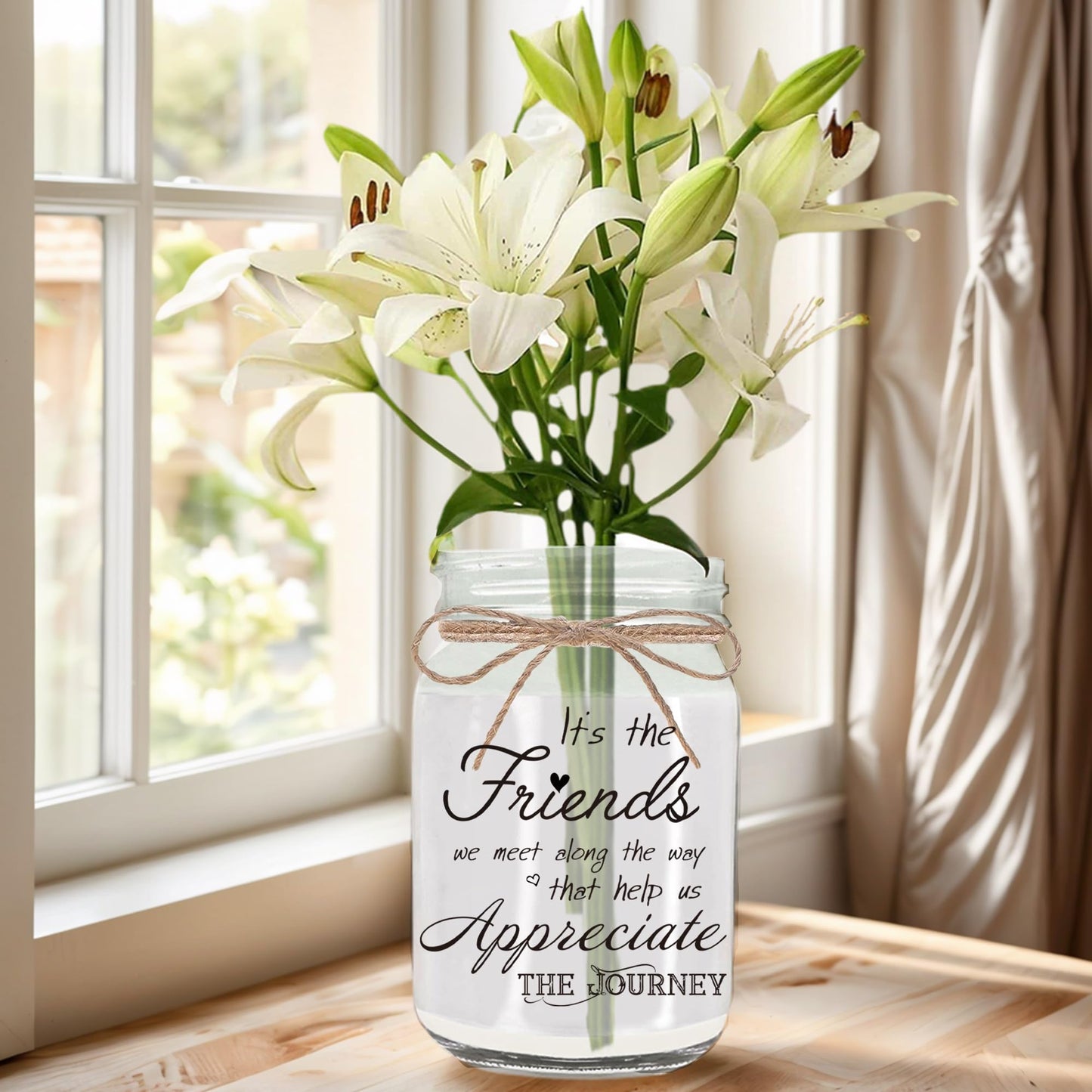 Hua Feishang Birthday Gifts for Women Friendship, Mason Jar Night Lights for Friend, Thankgiving Gifts for Women, Suitable for Home Office Table Stands
