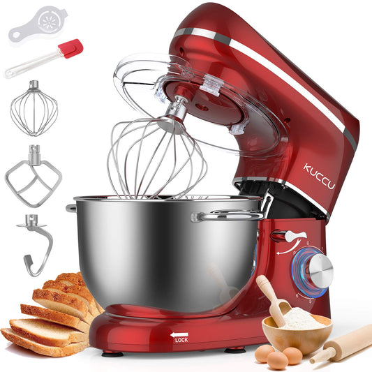 KUCCU Stand Mixer, 6.5 Qt 660W, 6-Speed Tilt-Head Food Dough Mixer, Kitchen Electric Mixer with Stainless Steel Bowl,Dough Hook,Whisk, Beater, Egg white separator