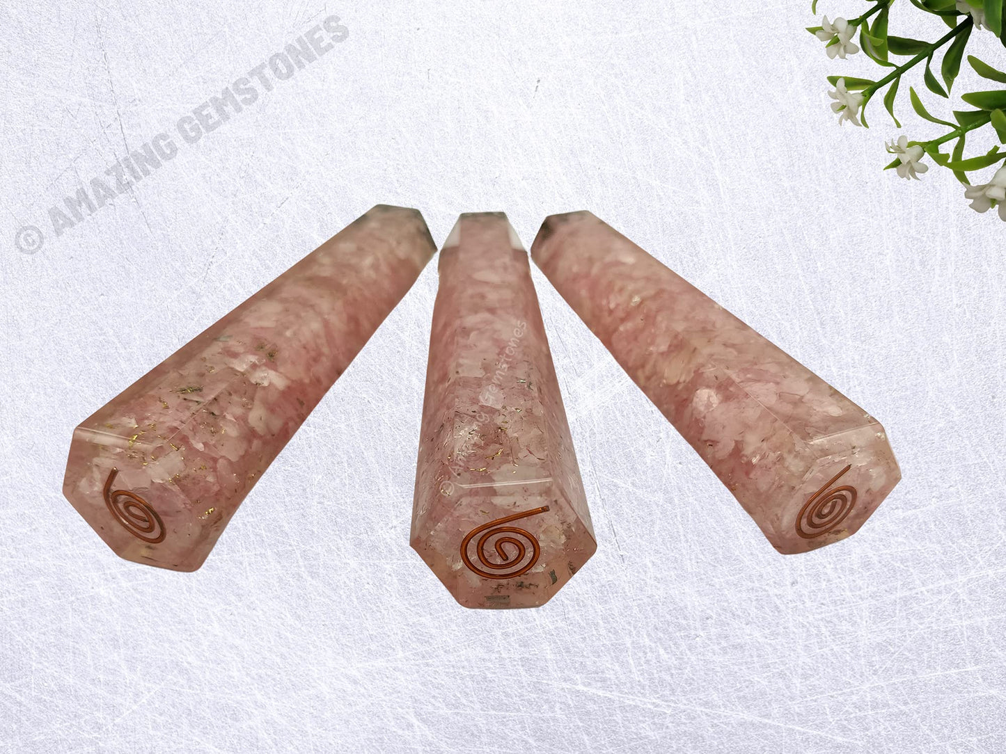 Amazing Gemstone Rose Quartz Crystal Orgonite Towers - Natural Healing Crystal Point Obelisk for Reiki Healing and Crystal Grid (4.5 Inch to 5 Inch, Pack of 1)