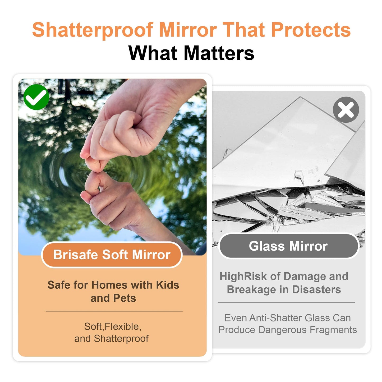 brisafe 71"x 63" Ultra-Light Foldable Floor Mirror with 360° Folding Design, Space-Saving Full-Length Mirror for Home Gym/Yoga/Dance Studio & Commercial Use, 60% Insurance Savings, Silver