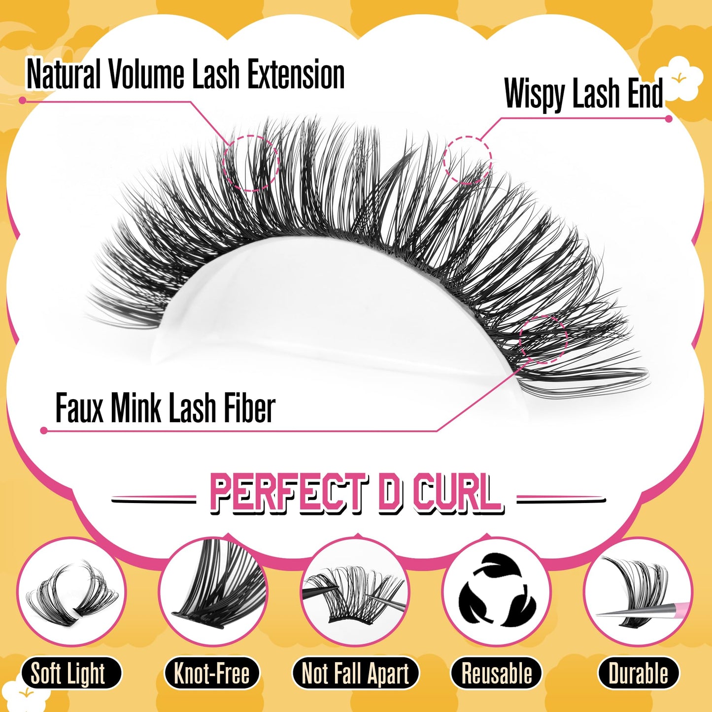 Calphdiar Lash Clusters 40D+60D+80D+100D Eyelash Clusters 474PCS Individual Lashes D Curl Cluster Eyelash Extensions 8-16MM Wispy Lashes Clusters Fluffy False Mink Eyelashes DIY Lash Extension at Home