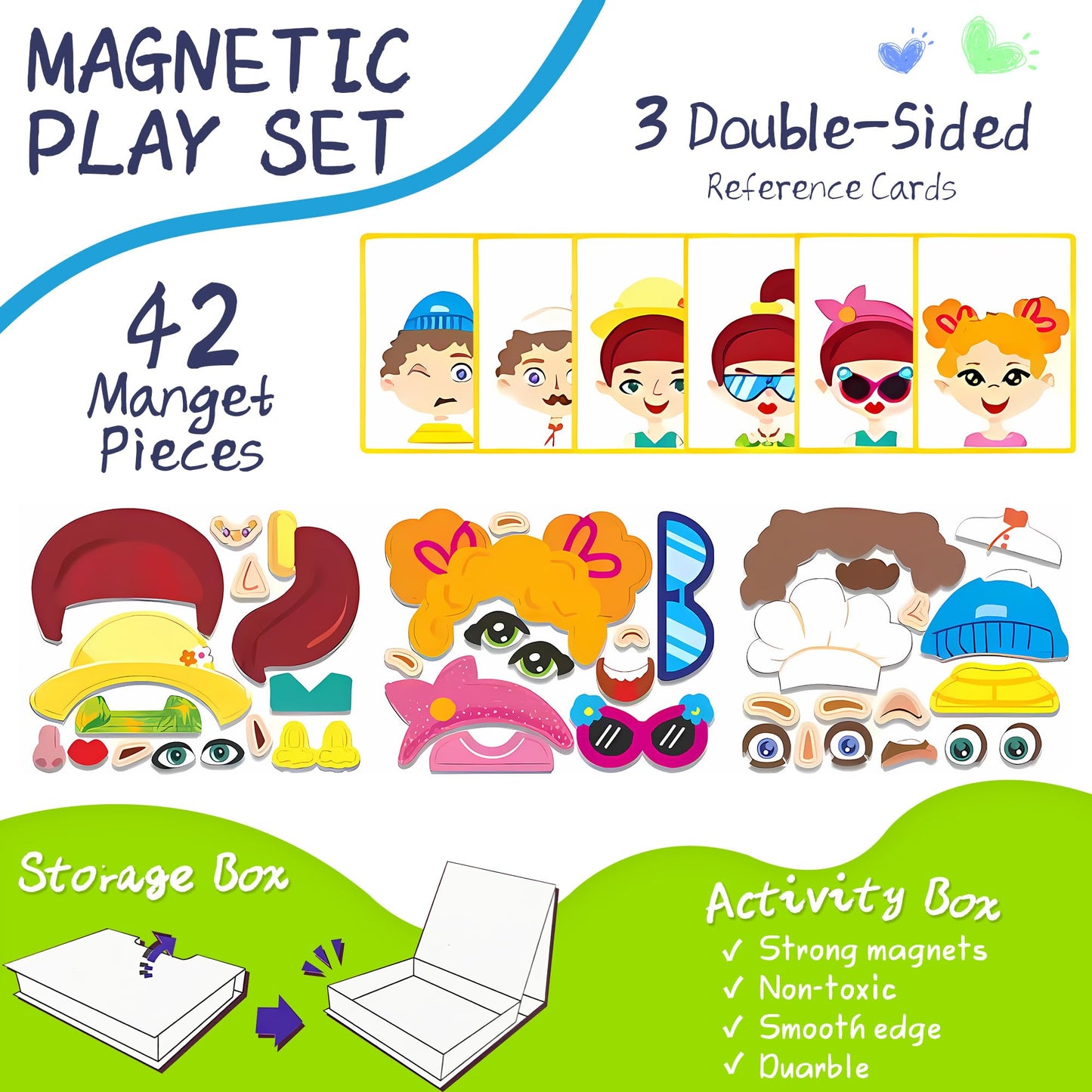 ROHSCE Magnetic Puzzles for Kids- Educational Magnetic Book, Crazy Face Dress-Up Game & Preschool Toddler Learning Activities, Travel-Friendly STEM Toy, Fun Fridge Magnets for Toddlers 1-3 3-12