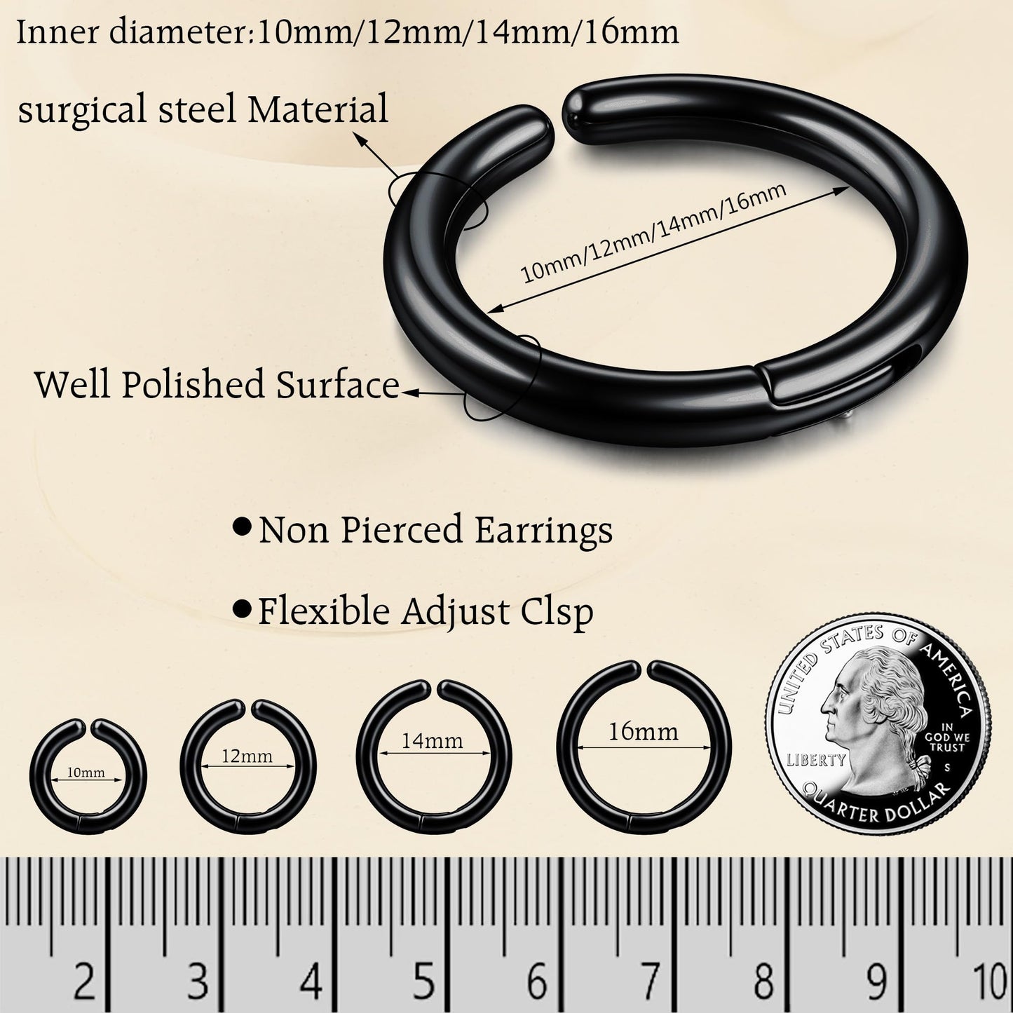 YADOCA 8 Pieces Clip On Earrings For Men Women Non-Piercing Fake Stainless Steel Clip On Hoop Earring Cool Earrings Ear Clips Set for Gifts
