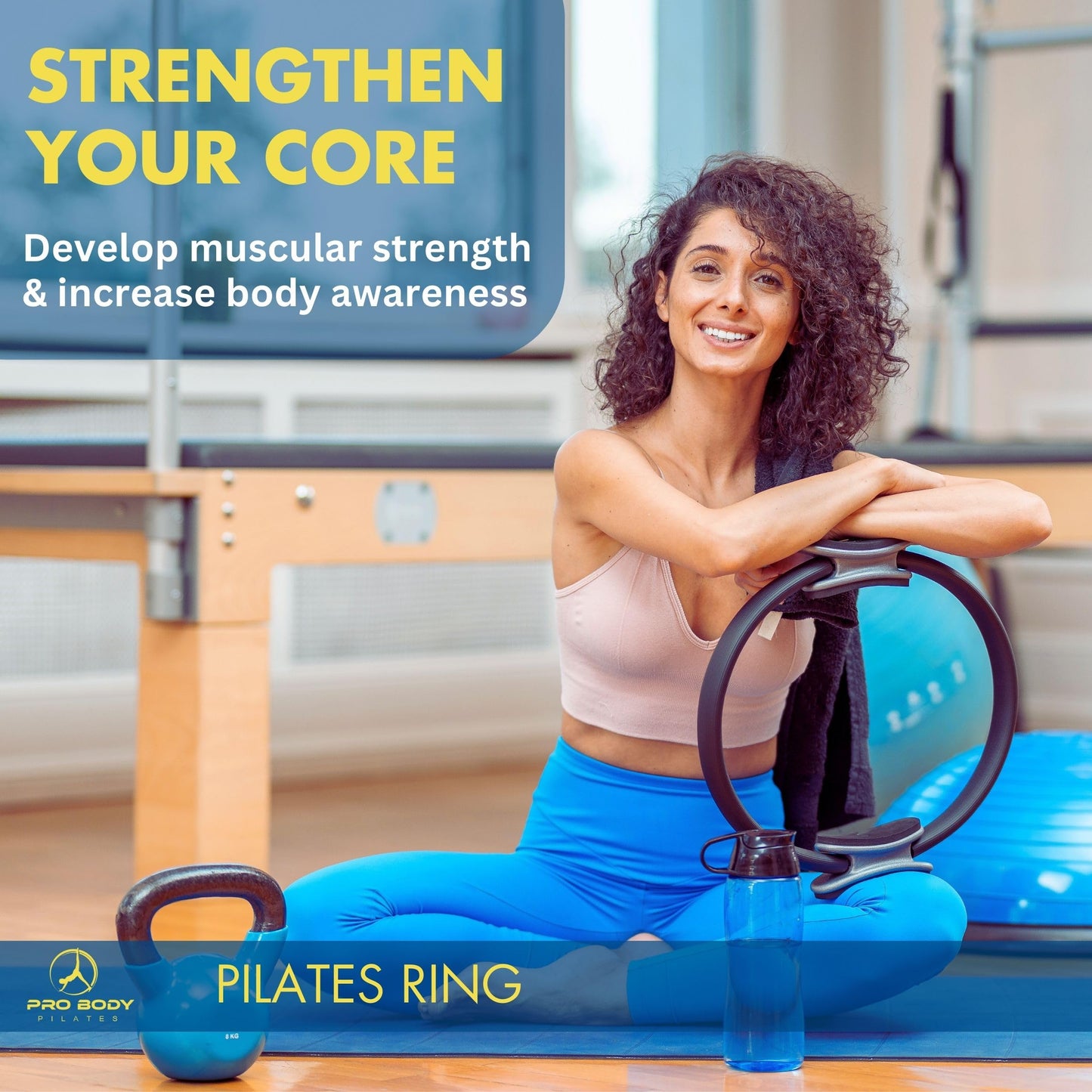 ProBody Pilates Fitness Circle – 14 Inch Pilates Ring for Yoga and Other Workouts, Focusing on Toning Inner Thighs, Arms, Core and Back, at Home Pilates Equipment (Purple)
