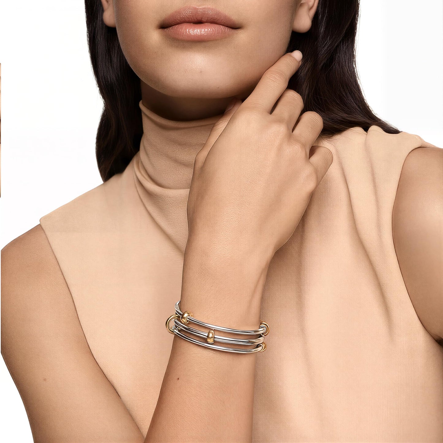 MIUSISHIYU Musishiyu Silver Bracelets for Women Stacking Bangle - Surgical Stainless Steel Cool Tone Rolling Rings, High Polish Fidget Anxiety Jewelry, Perfect Gifts for Mom Wife Grandma