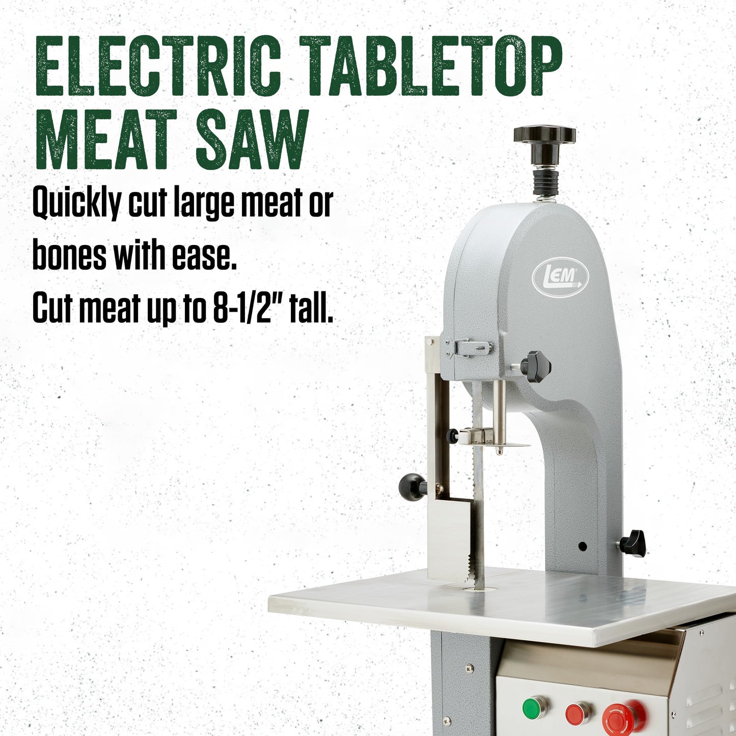 LEM Products Electric Tabletop Meat Saw, Meat and Bone Cutter Bandsaw Machine for Butchering