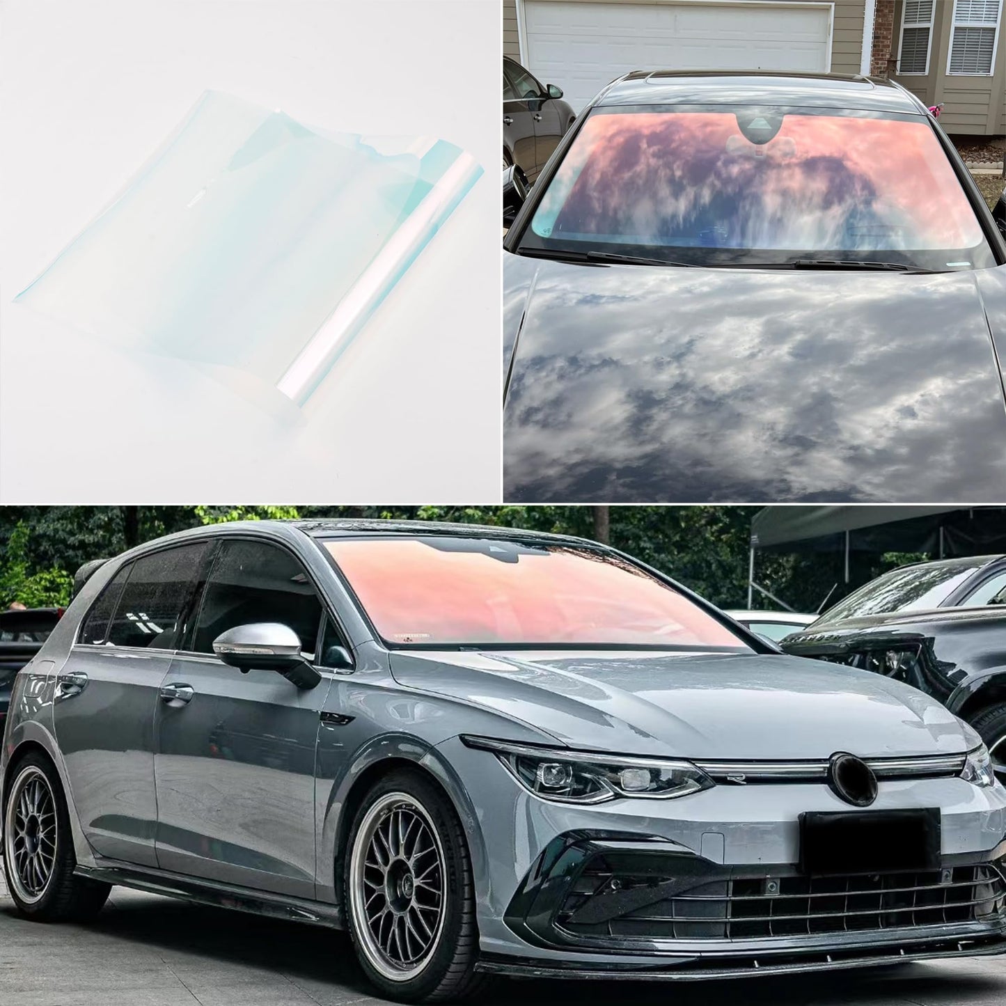 AuMoHall Chameleon Charming Red Windshield Tint 89.3% VLT Car Front Window Tint Colorful Red Color Change Effect Car Window Solar Protection Film, 39.37" x 393.70"