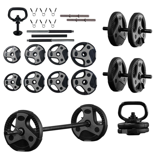 US Weight 54 Pound Adjustable Weight Set with 55" Barbell, Dumbbells, and Kettlebell Handle – Versatile Exercise Equipment for Home Gym Workouts