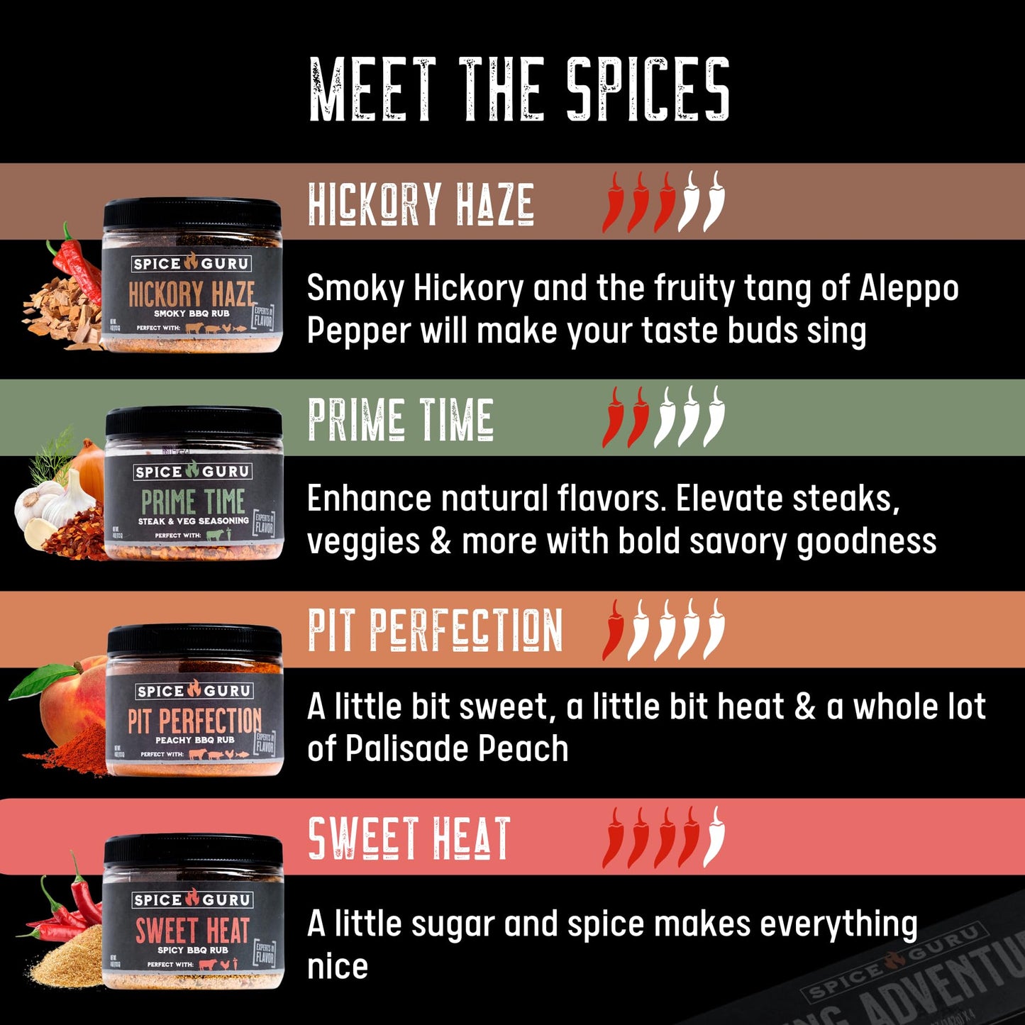 Spice Guru BBQ Rub Gift Set – 4 Flavor Barbecue Seasoning Sampler – Mens Christmas Gifts for Dad, Husband or Brother – Premium Grilling Spices & Holiday Gift Set for Grill Lovers - Grill Accessories